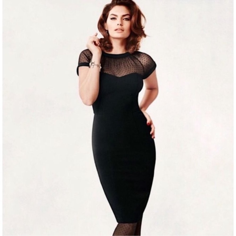 🆕🆕White House Black Market Elegant Black Dress with Sheer Shoulder Details